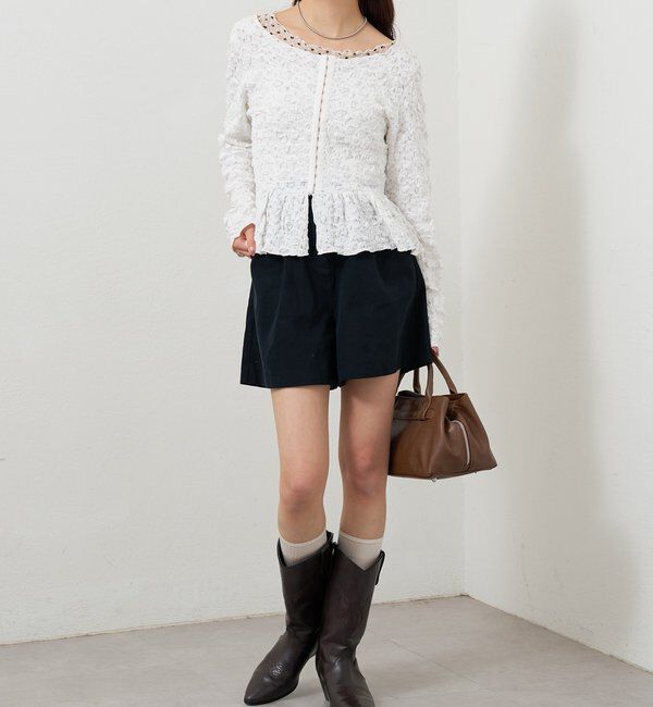  「シャーリングペプラム TOPS」|シャツ・ブラウス|