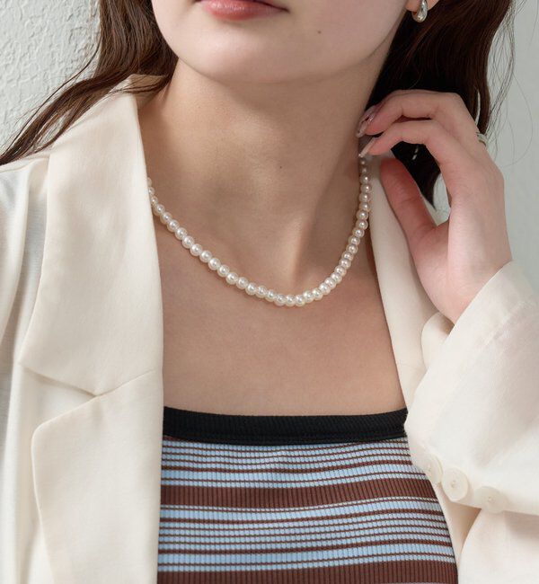  「シンプルパールネックレス」|リング|オフホワイト