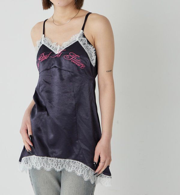  「ロゴサテンキャミワンピ(ドット柄/無地)」|ワンピース|