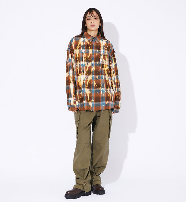 ABAHOUSE「【Revo.】チェック/フリンジ/ブリーチシャツ」|シャツ・ブラウス|