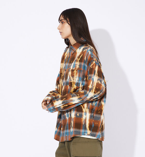 ABAHOUSE「【Revo.】チェック/フリンジ/ブリーチシャツ」|シャツ・ブラウス|