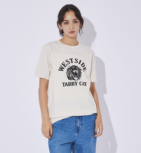 ABAHOUSE「【MIXTA/ミクスタ 】CREW NECK TABBY CAT Tシャツ」|Tシャツ・カットソー|アイボリー