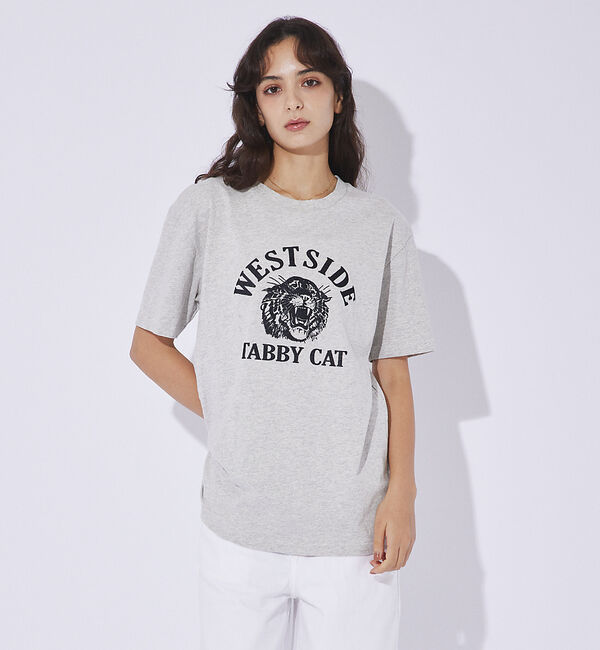 ABAHOUSE「【MIXTA/ミクスタ 】CREW NECK TABBY CAT Tシャツ」|Tシャツ・カットソー|ライトグレー