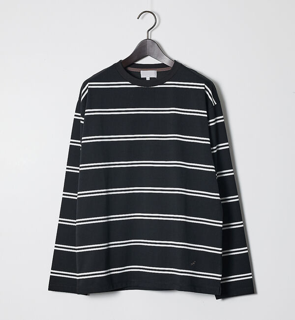 ABAHOUSE「ダブルライン ボーダー 長袖シャツ」|Tシャツ・カットソー|ブラック