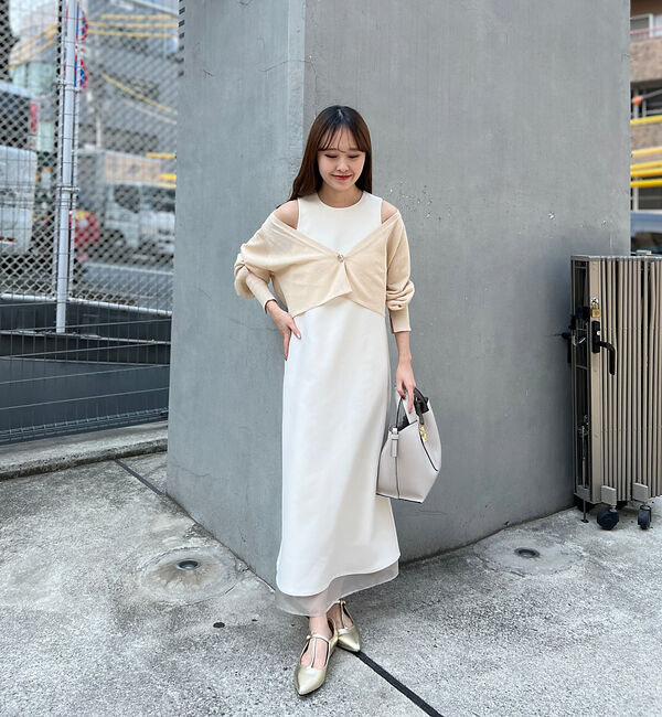 Rouge vif「【一部店舗限定】【2点セット】シアーショートカーディガン&times;ノースリーブワンピセッ」|ワンピース|