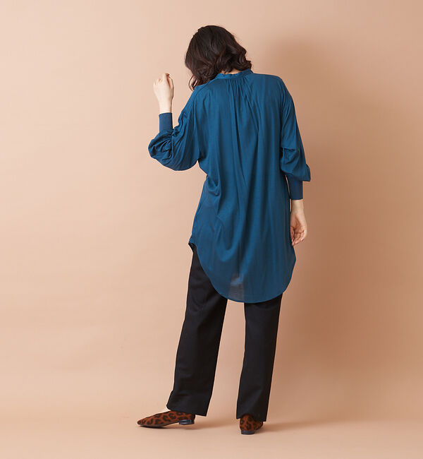 qualite「キーネックバックギャザーカットソー」|シャツ・ブラウス|