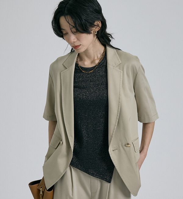 qualite「【大人ラメ&times;スリット】ラメテレコTシャツ【予約】」|Tシャツ・カットソー|