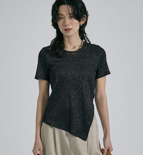 qualite「【大人ラメ&times;スリット】ラメテレコTシャツ【予約】」|Tシャツ・カットソー|