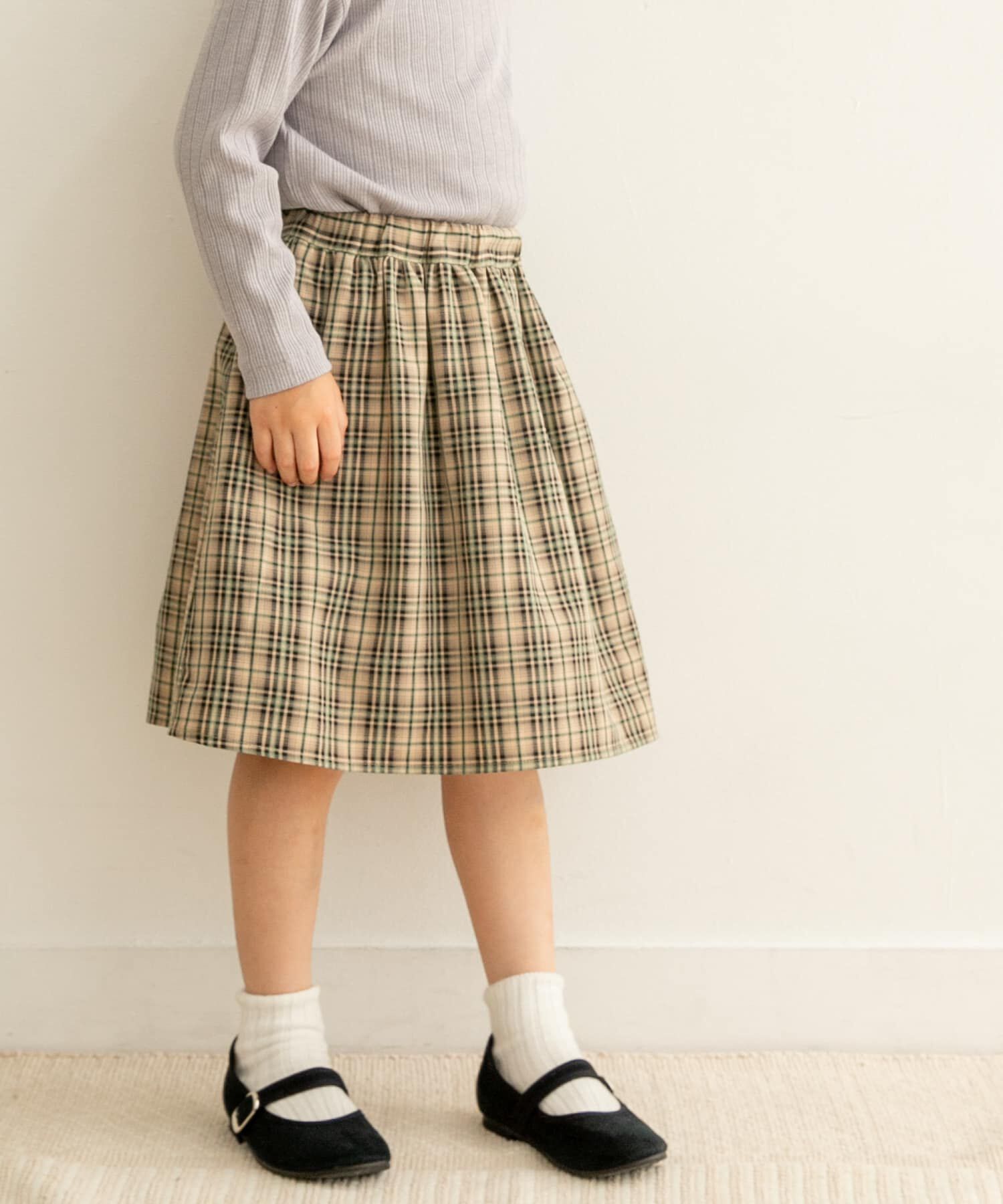 URBAN RESEARCH DOORS「チェックギャザースカート(KIDS)」|その他|グリーン系その他