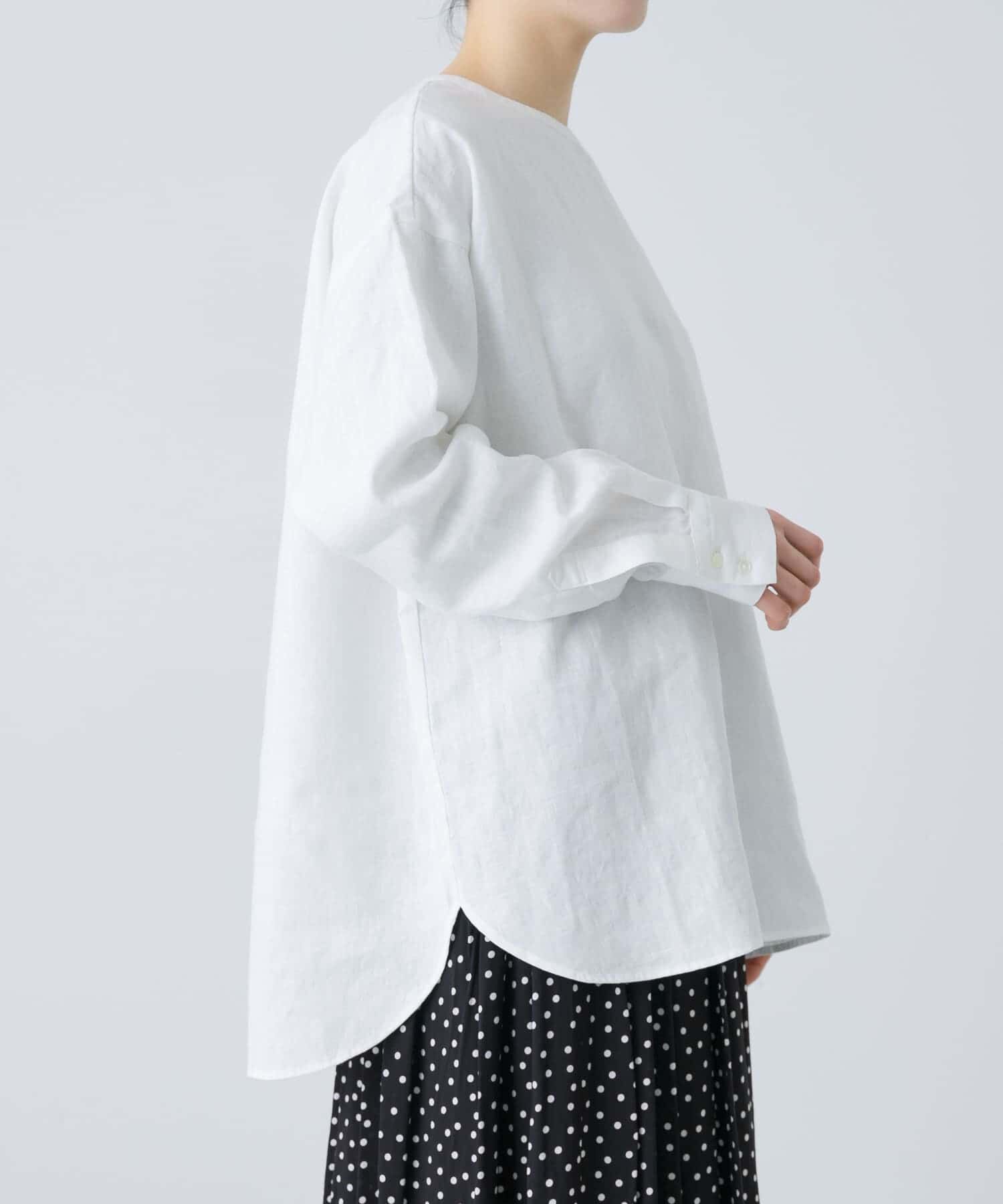 かぐれ「リネンクルーネックプルオーバー」|シャツ・ブラウス|