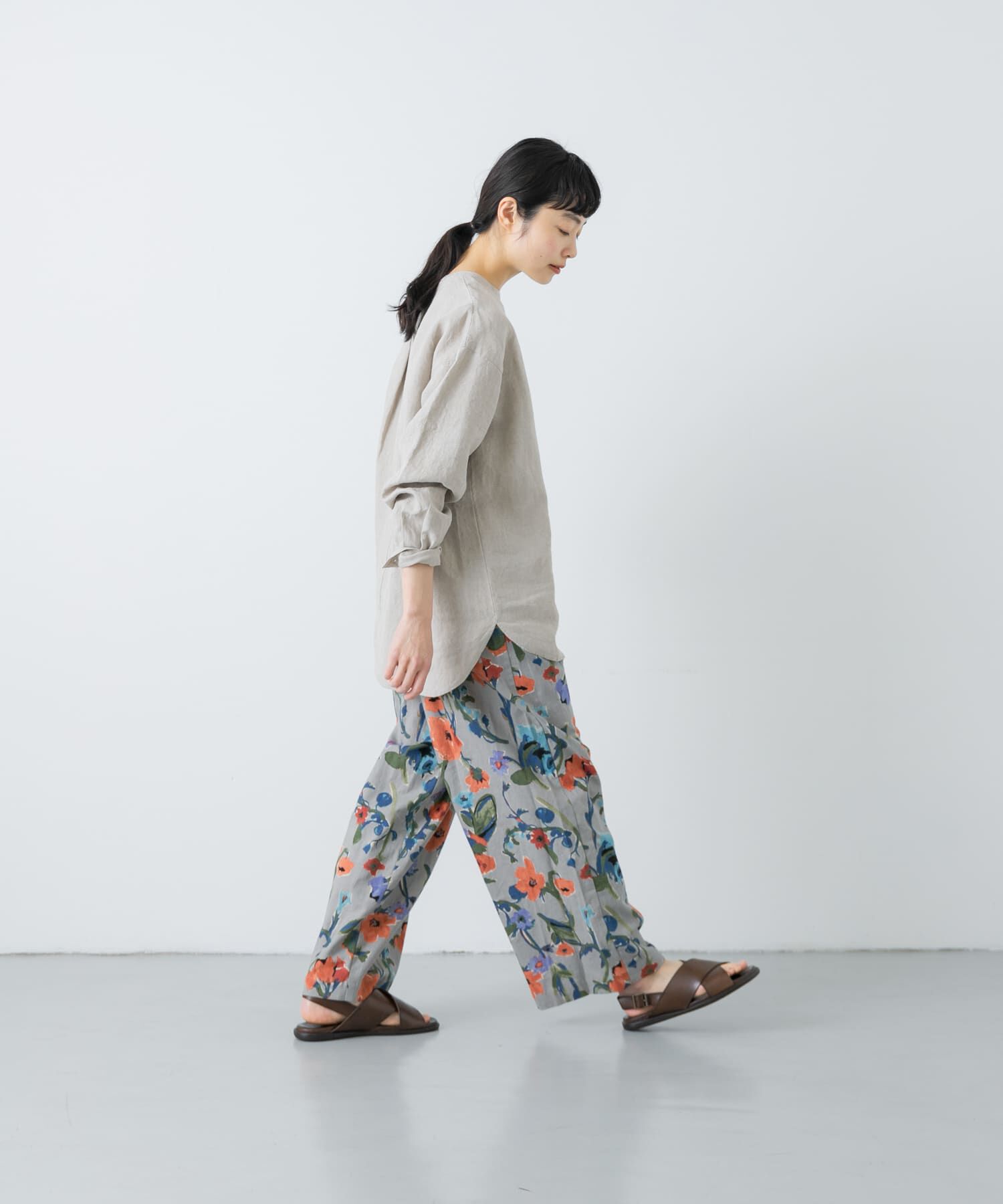 かぐれ「リネンクルーネックプルオーバー」|シャツ・ブラウス|