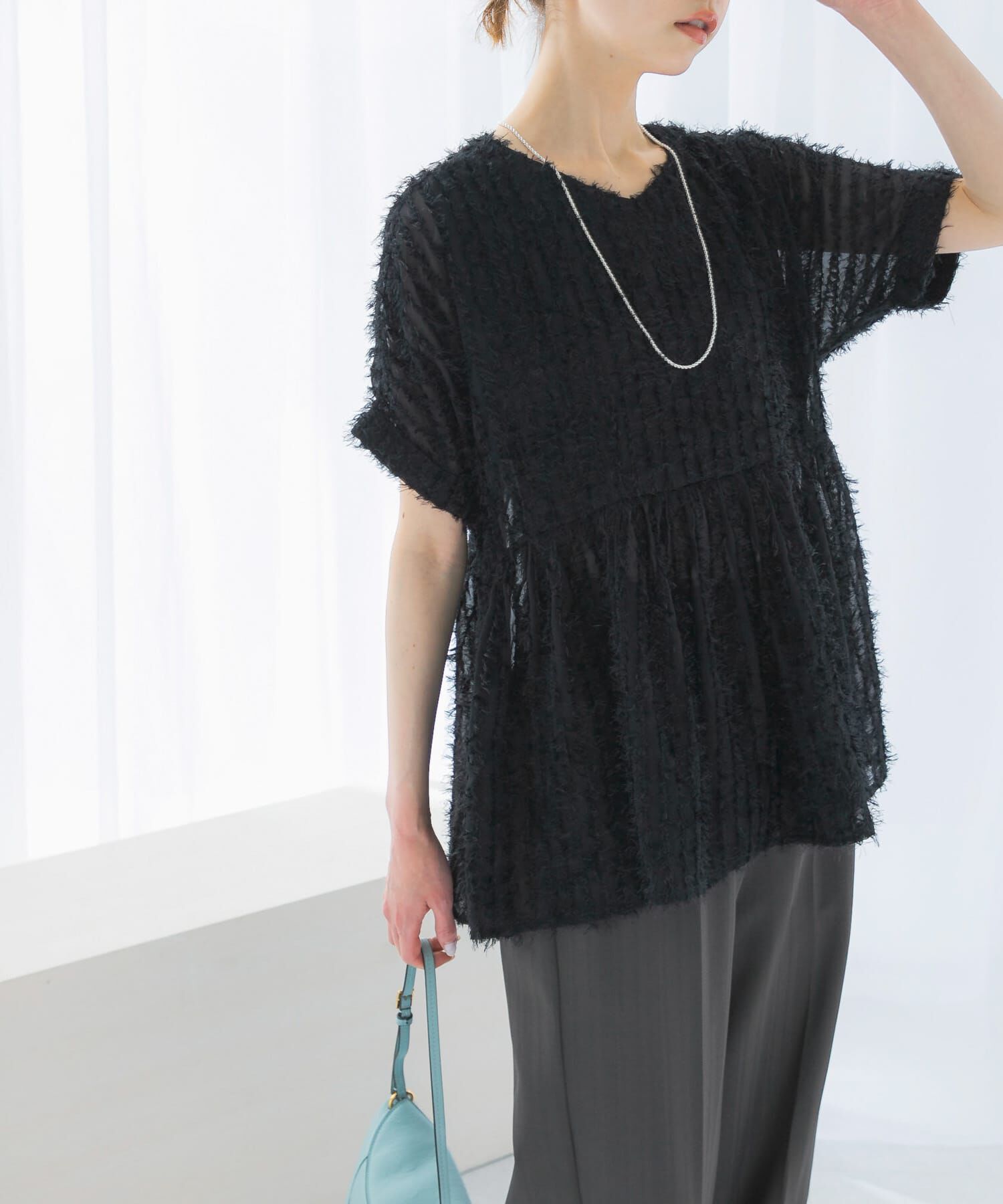 URBAN RESEARCH ROSSO「シアージャガードペプラムブラウス」|シャツ・ブラウス|