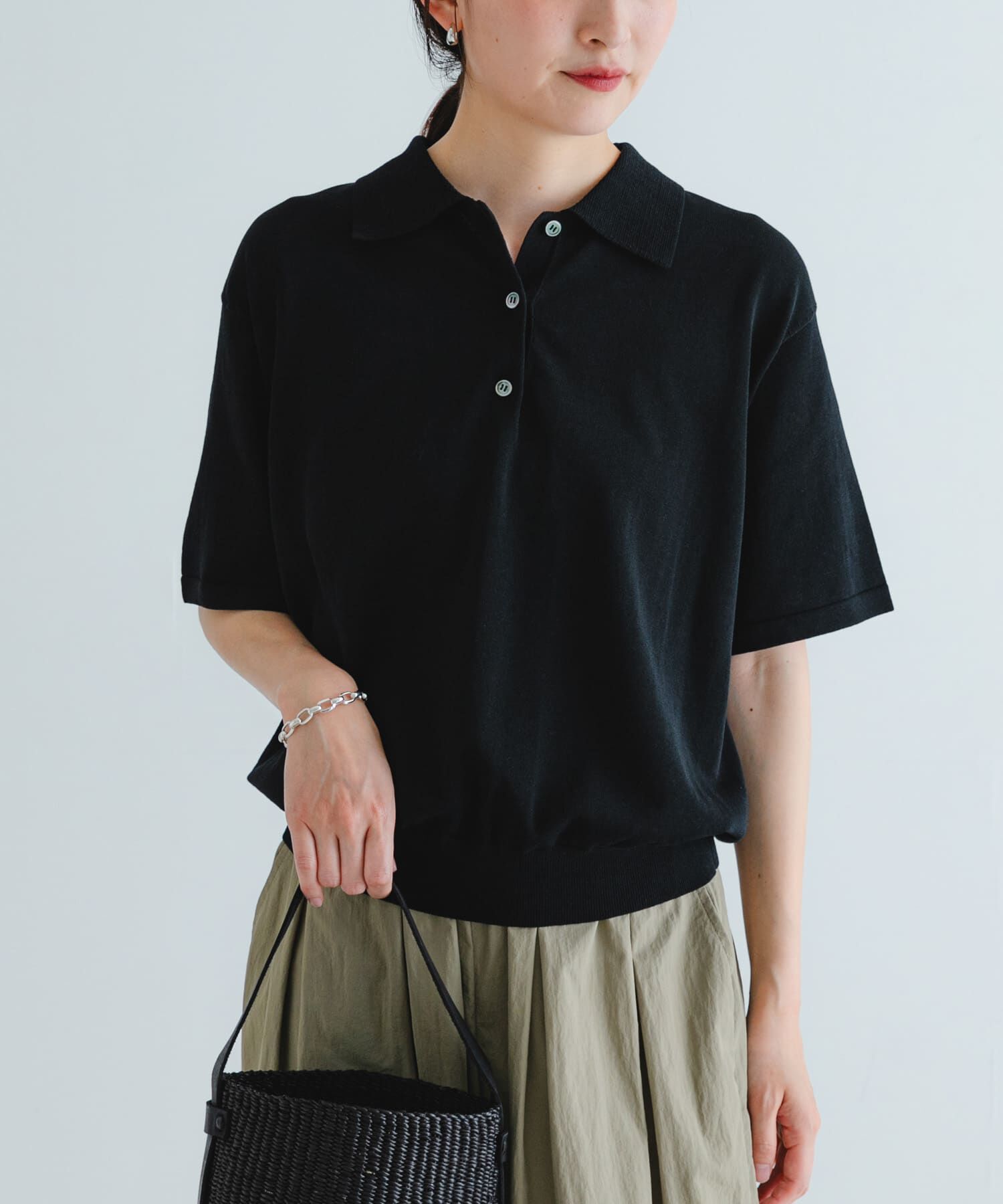 URBAN RESEARCH「シャツカラーハーフスリーブニット」|ニット・セーター|
