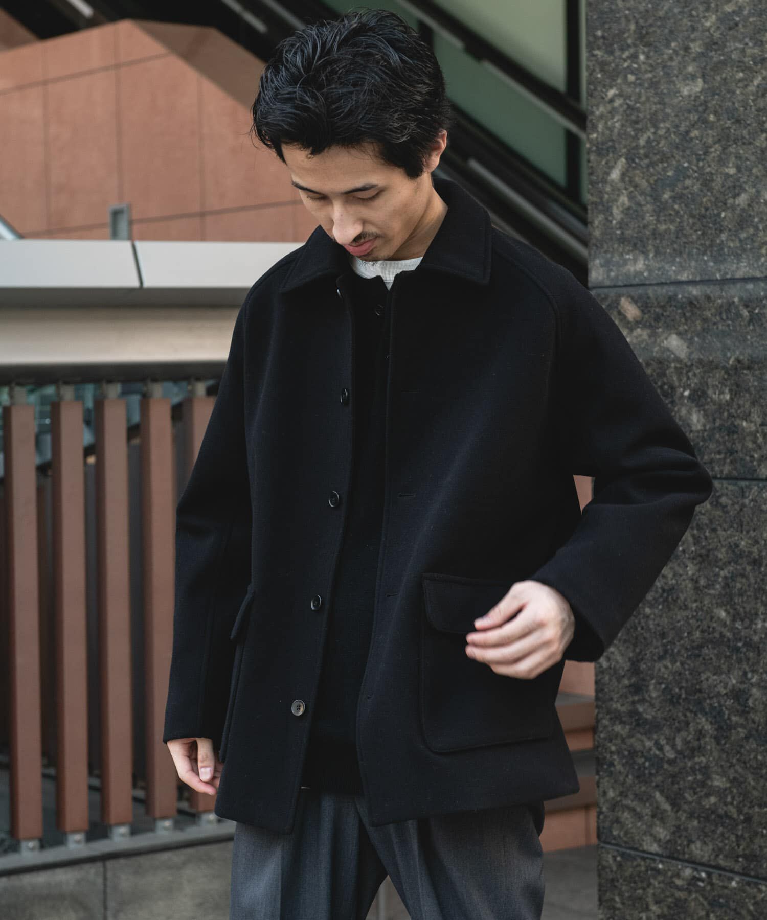 URBAN RESEARCH DOORS「ニットメルトン パデット ショートコート」|ノーカラーコート|