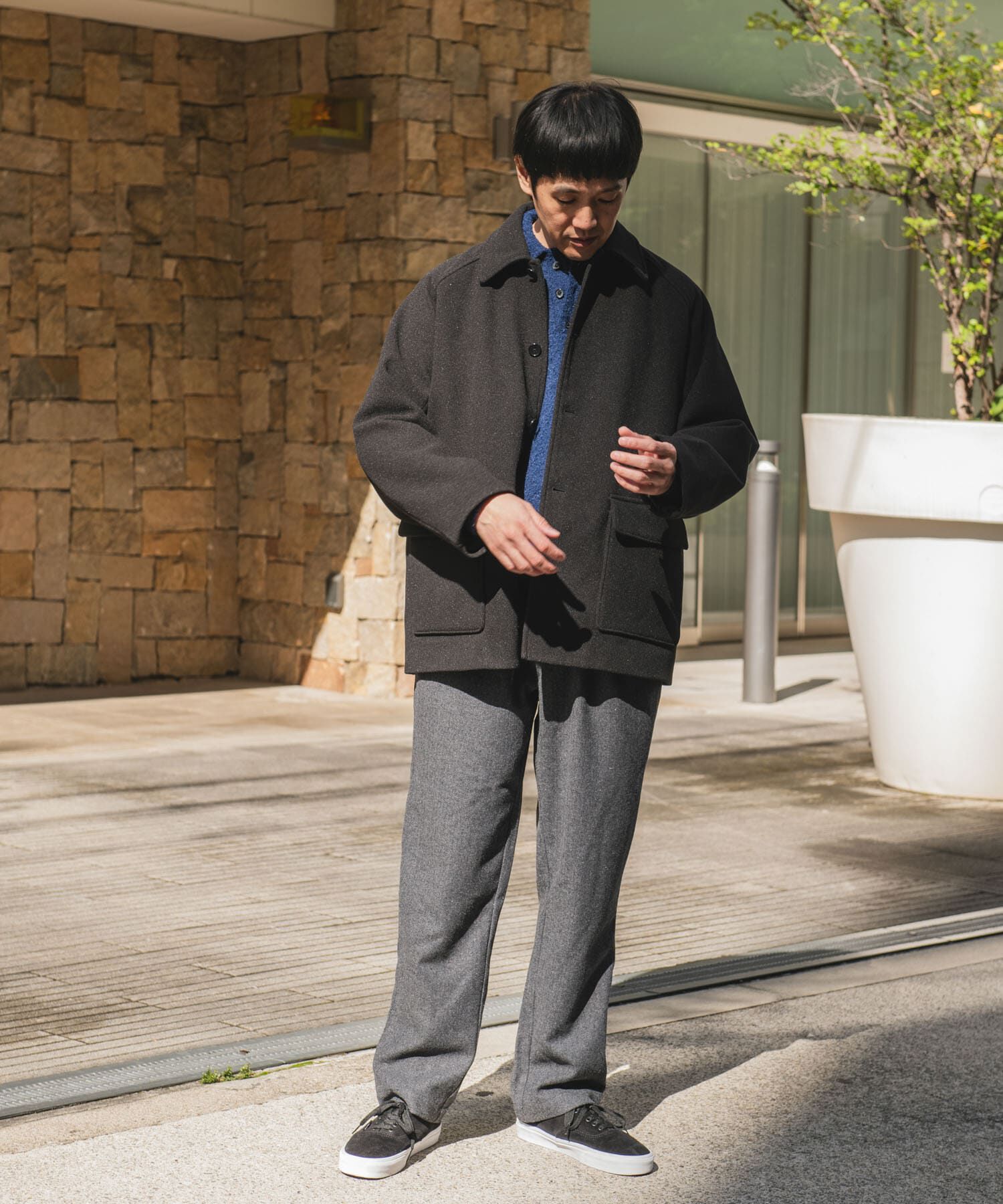 URBAN RESEARCH DOORS「ニットメルトン パデット ショートコート」|ノーカラーコート|