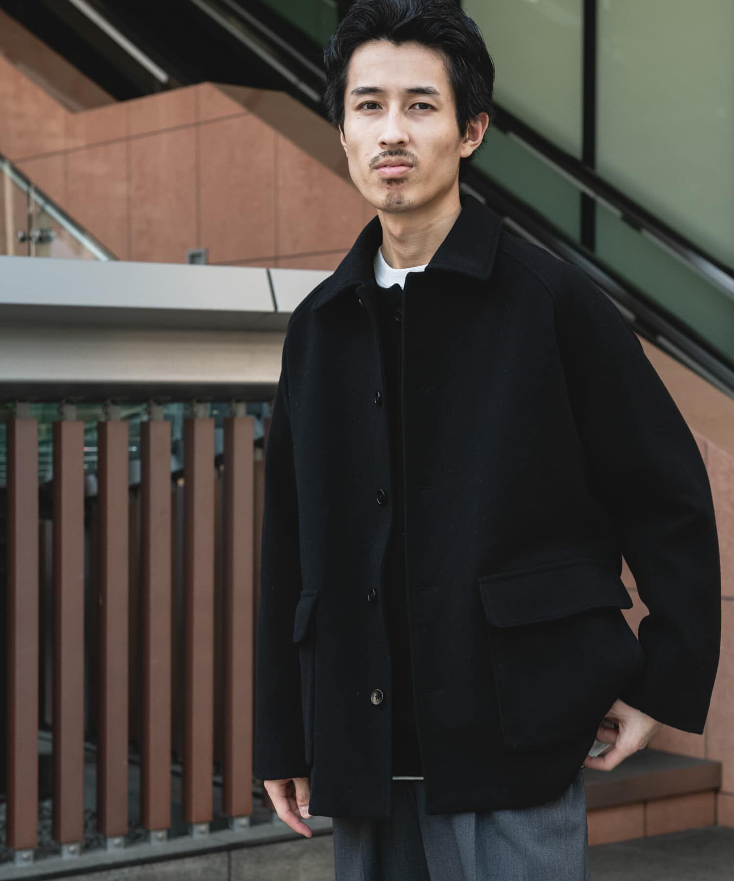 URBAN RESEARCH DOORS「ニットメルトン パデット ショートコート」|ノーカラーコート|