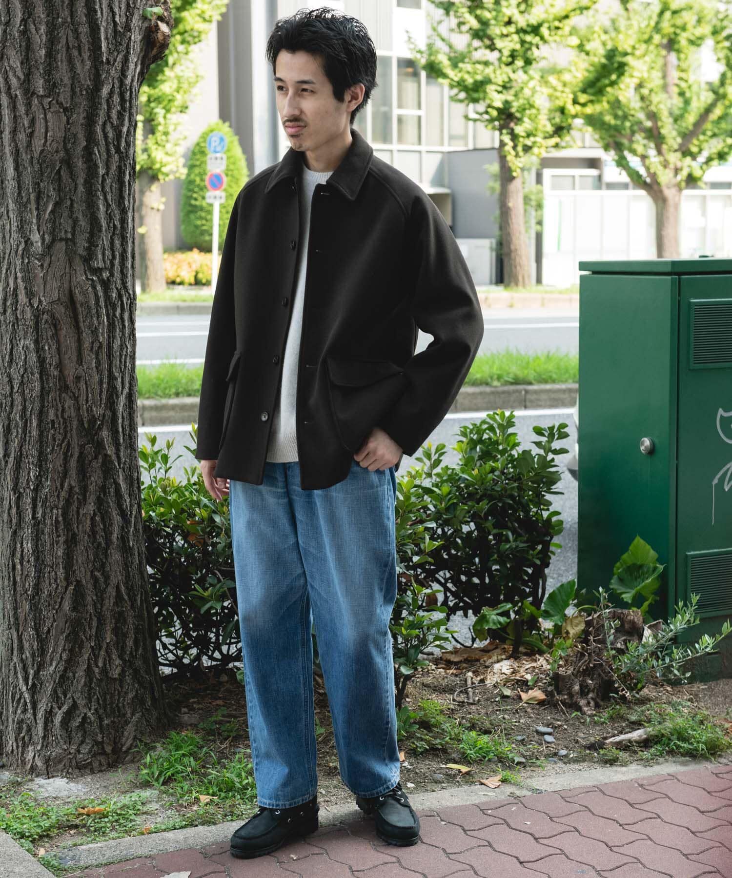 URBAN RESEARCH DOORS「ニットメルトン パデット ショートコート」|ノーカラーコート|