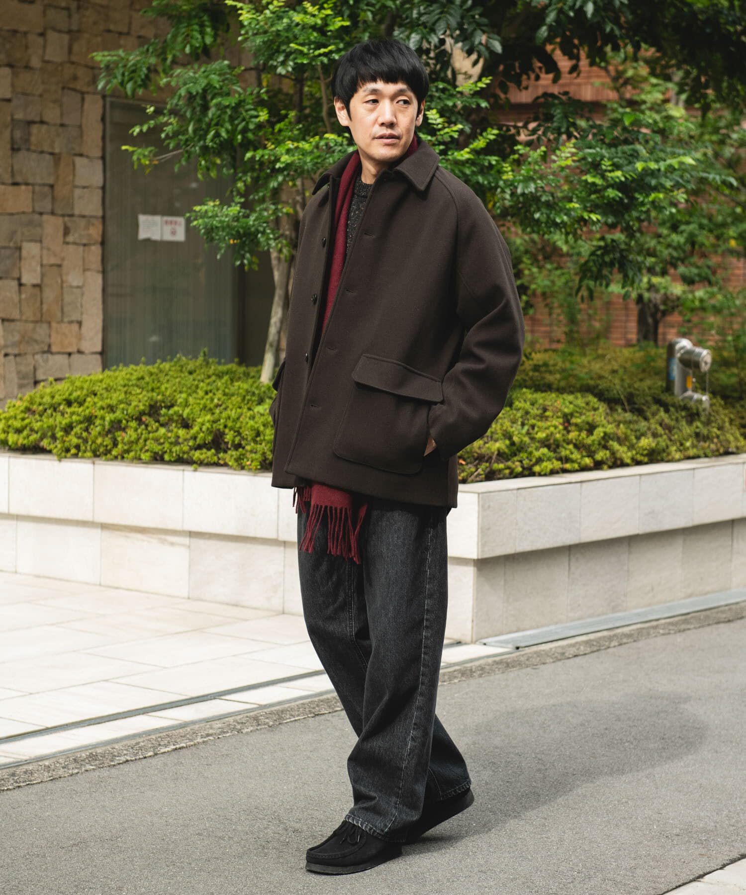 URBAN RESEARCH DOORS「ニットメルトン パデット ショートコート」|ノーカラーコート|