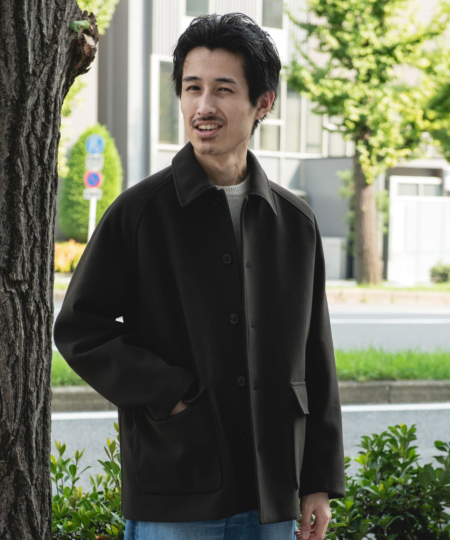 URBAN RESEARCH DOORS「ニットメルトン パデット ショートコート」|ノーカラーコート|