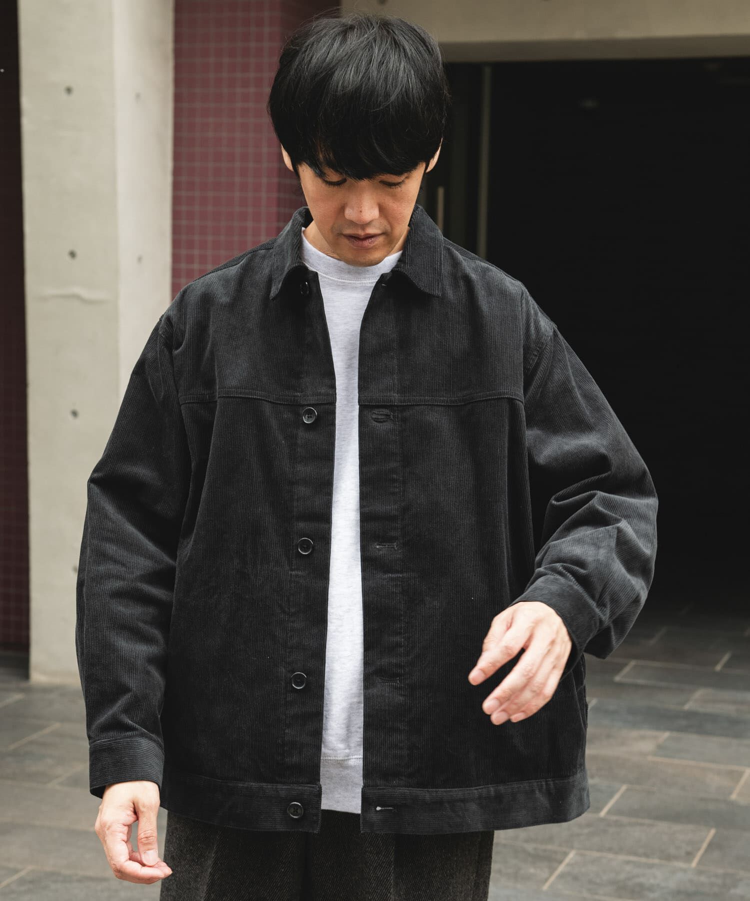 URBAN RESEARCH DOORS「コーデュロイ トラッカージャケット」|ノーカラーコート|