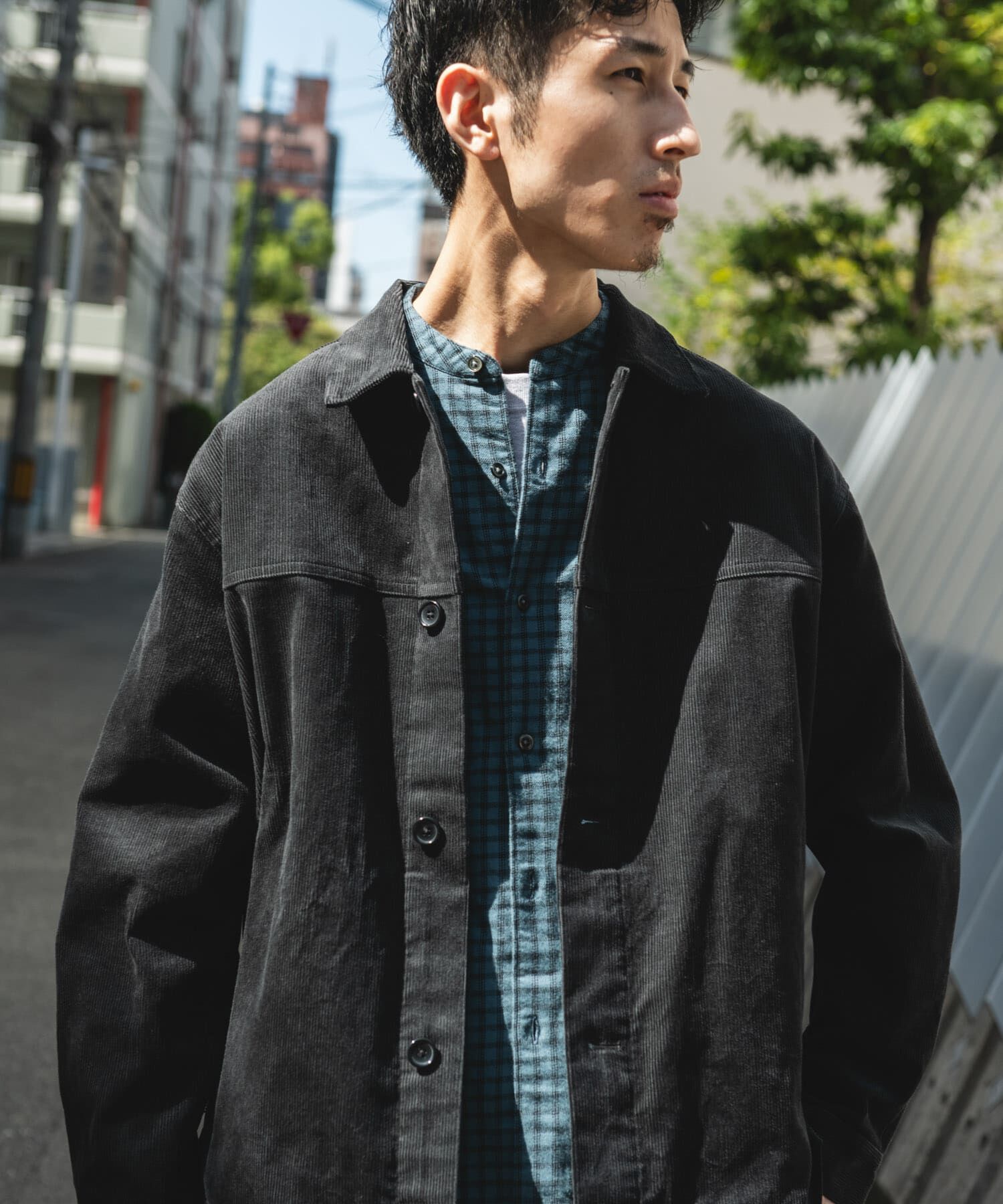 URBAN RESEARCH DOORS「コーデュロイ トラッカージャケット」|ノーカラーコート|