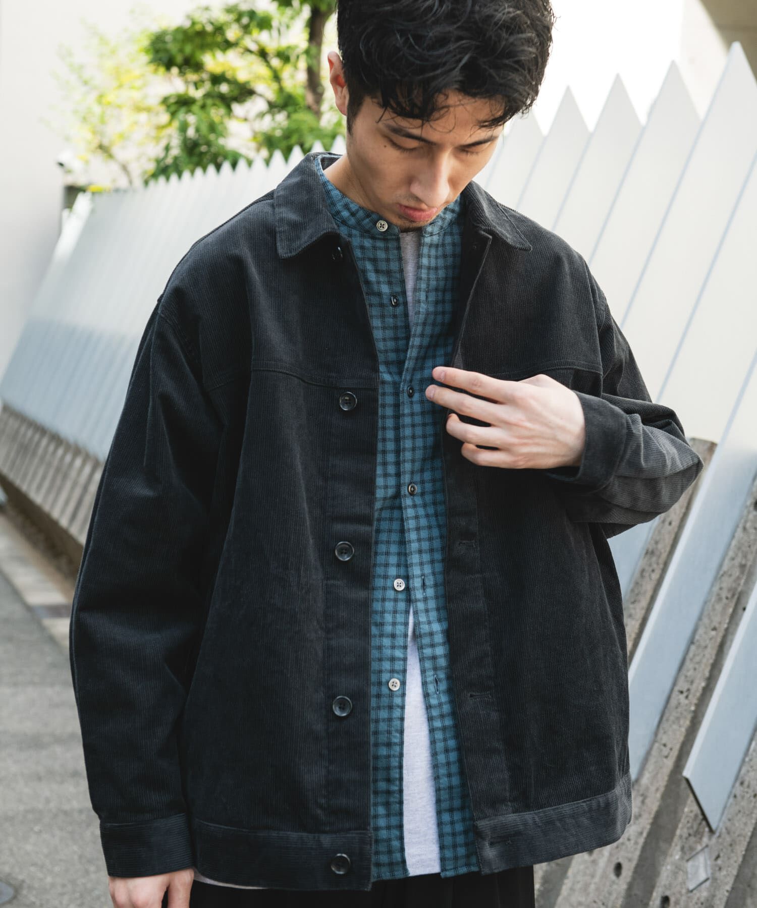 URBAN RESEARCH DOORS「コーデュロイ トラッカージャケット」|ノーカラーコート|