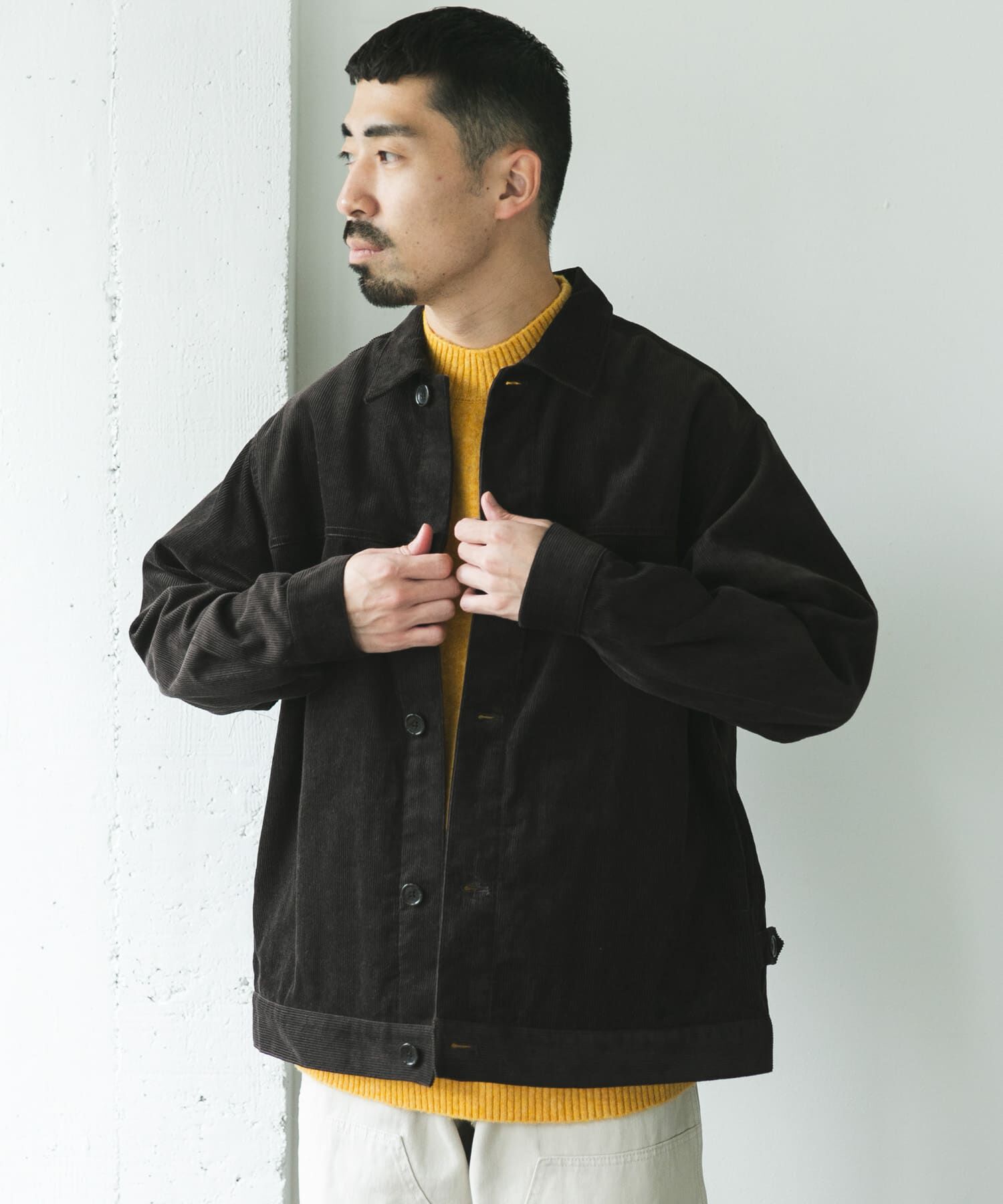 URBAN RESEARCH DOORS「コーデュロイ トラッカージャケット」|ノーカラーコート|