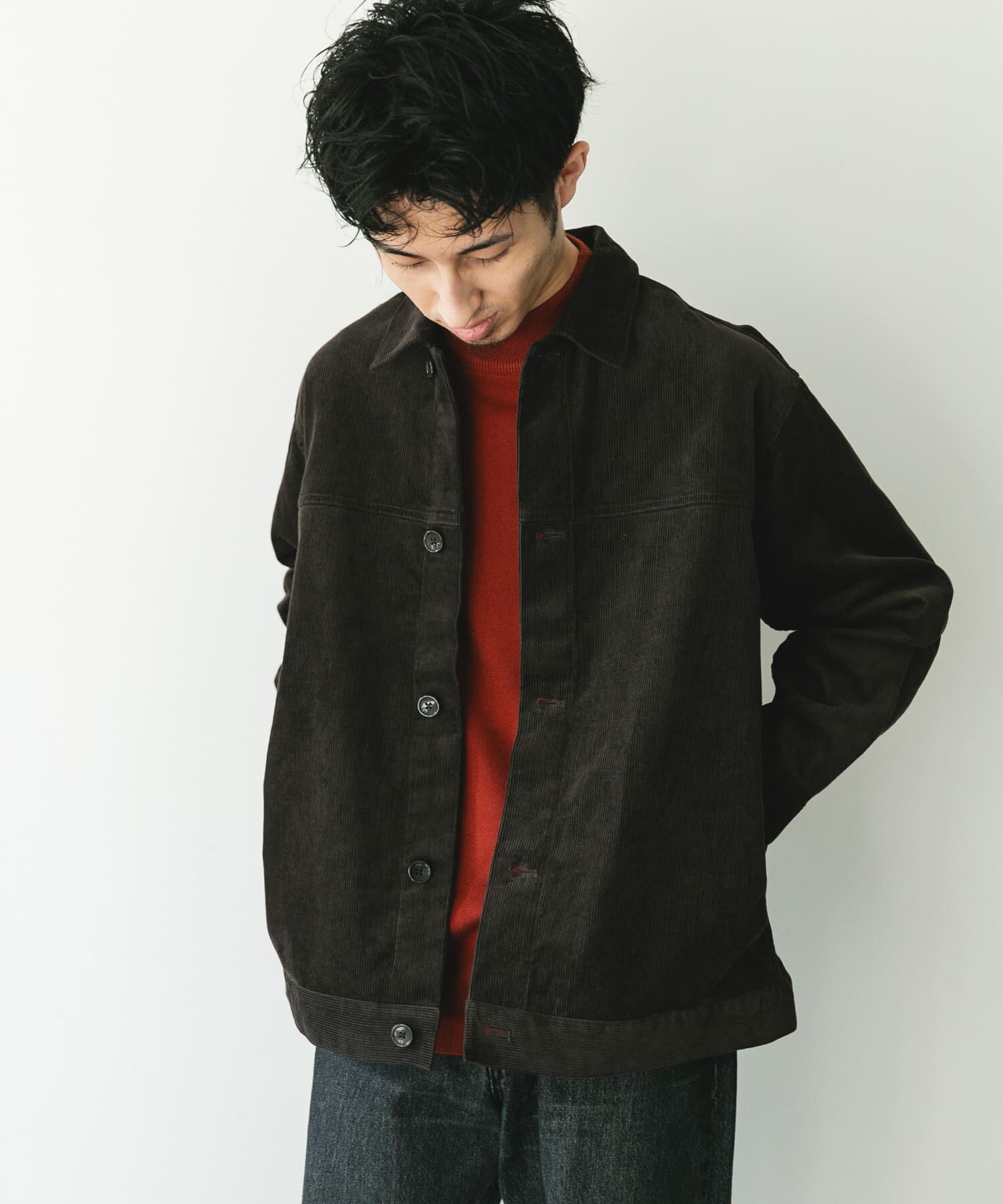 URBAN RESEARCH DOORS「コーデュロイ トラッカージャケット」|ノーカラーコート|