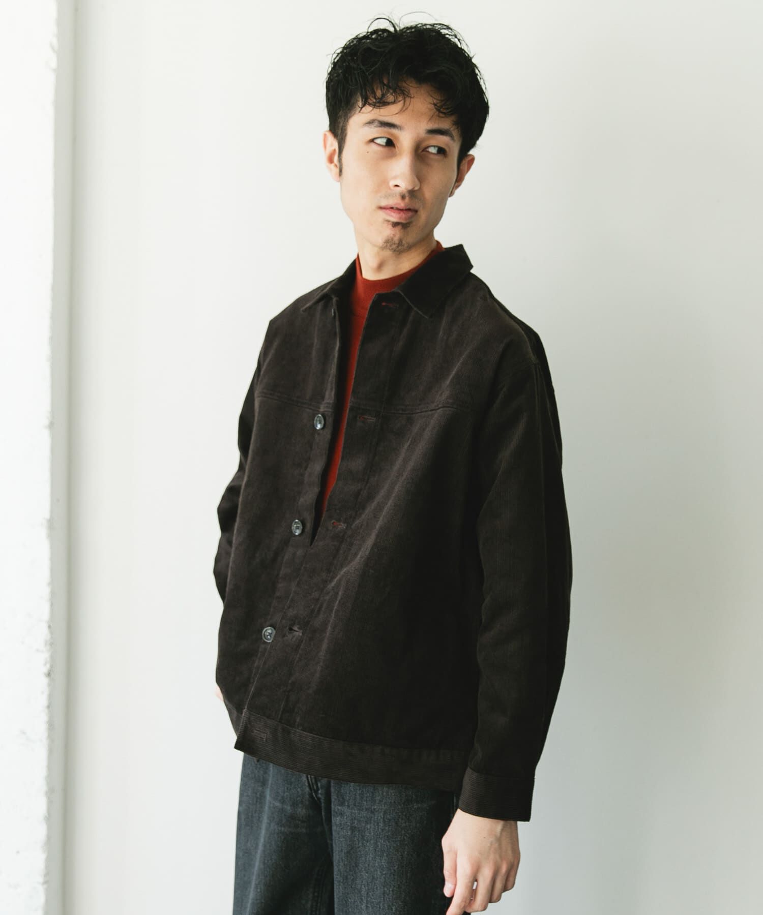 URBAN RESEARCH DOORS「コーデュロイ トラッカージャケット」|ノーカラーコート|