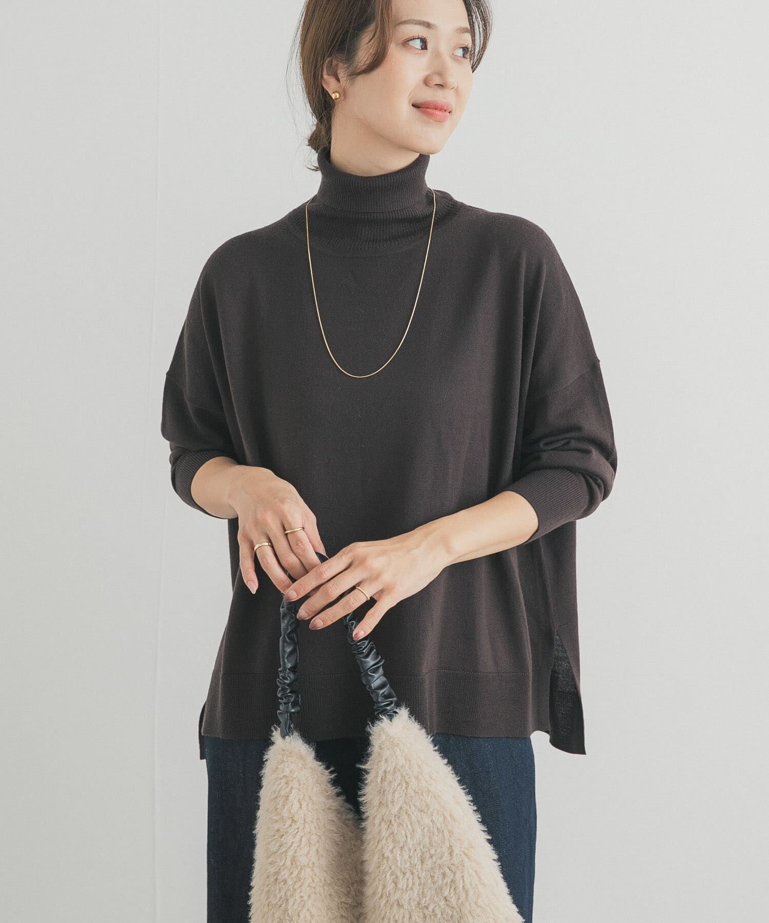 URBAN RESEARCH DOORS「ウォッシャブルウールタートルネックワイドプルオーバー」|ニット・セーター|