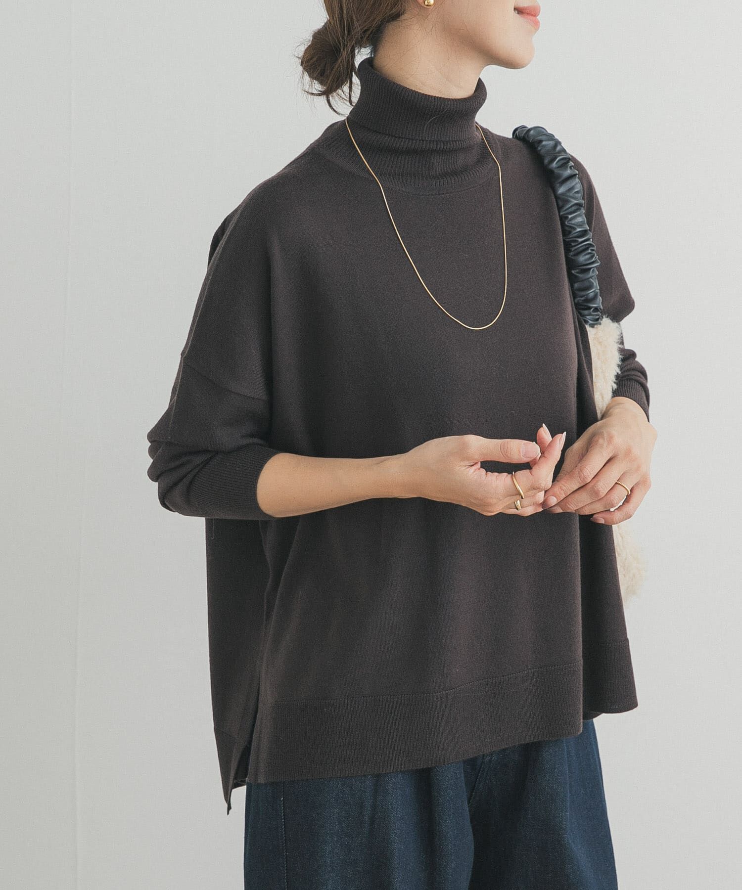 URBAN RESEARCH DOORS「ウォッシャブルウールタートルネックワイドプルオーバー」|ニット・セーター|