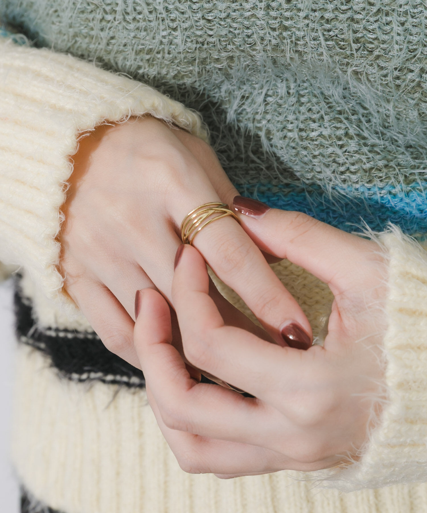 SMELLY「ステンレスニュアンスウェーブラインリング」|リング|