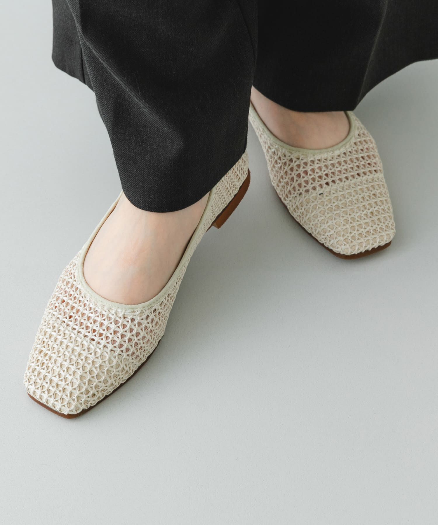 RODE SKO「『MADE IN JAPAN』 スクエアメッシュフラットシューズ」|バレエシューズ|