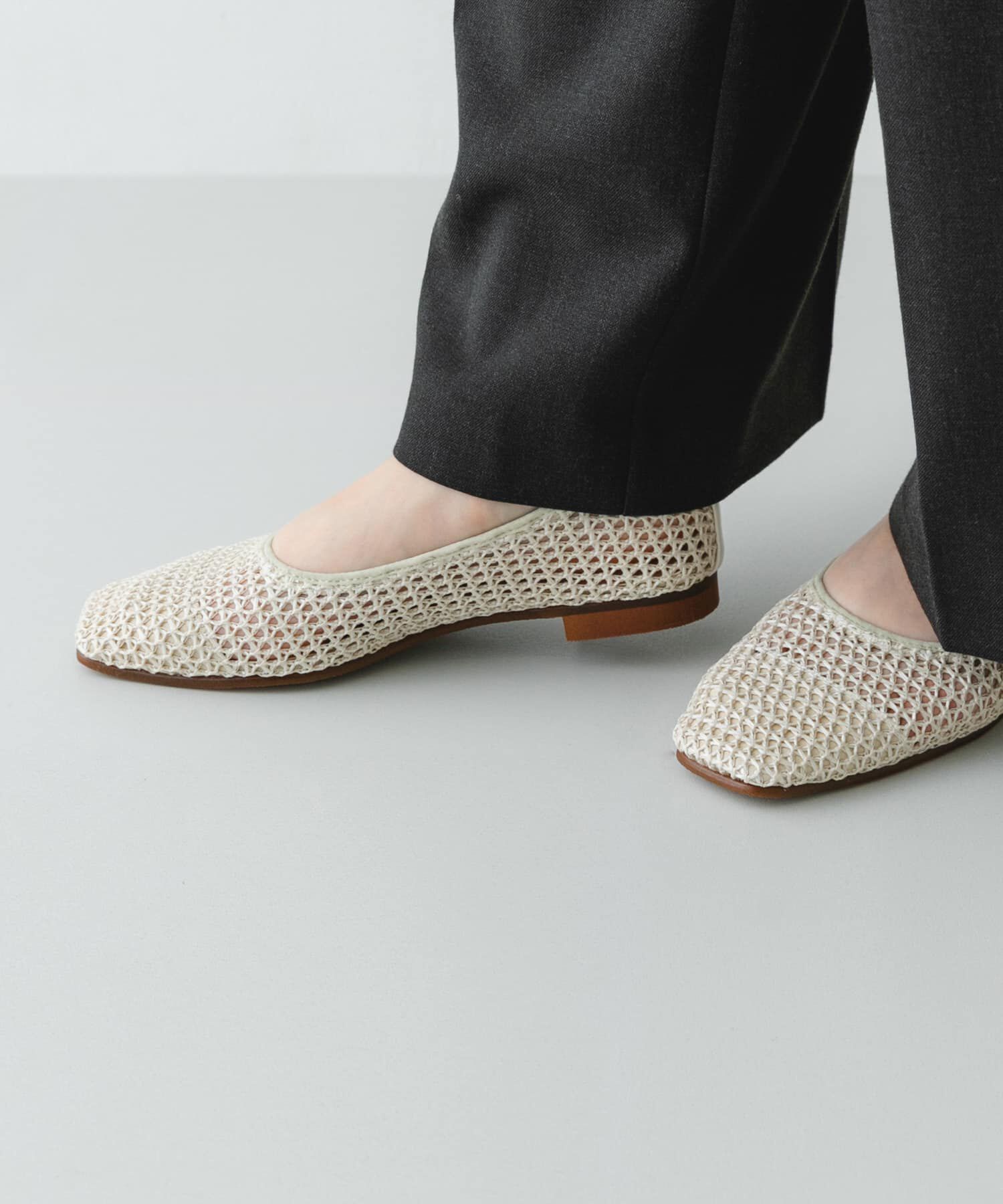 RODE SKO「『MADE IN JAPAN』 スクエアメッシュフラットシューズ」|バレエシューズ|