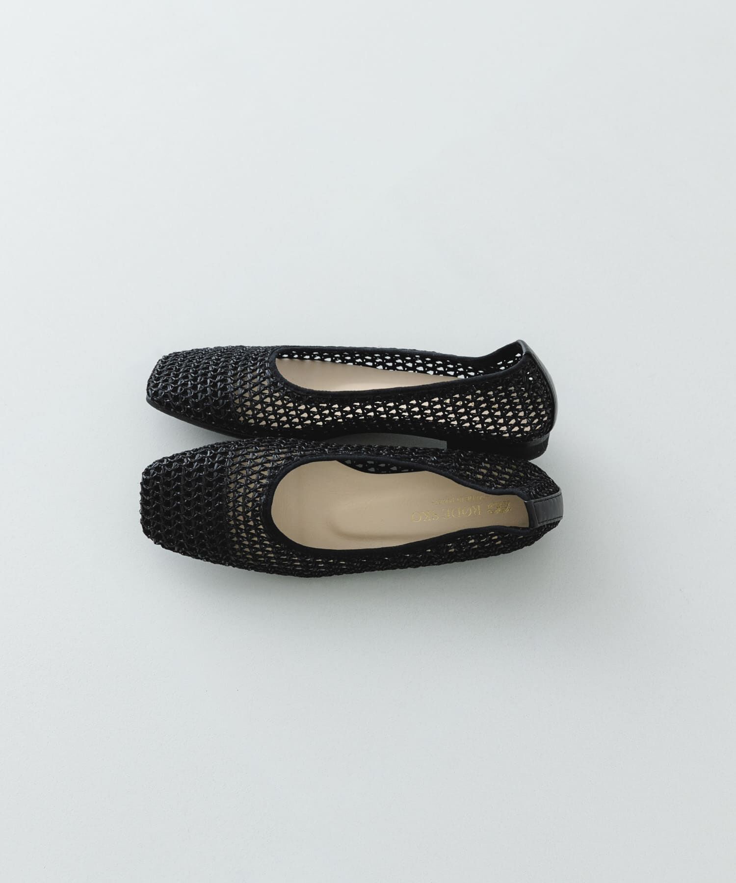 RODE SKO「『MADE IN JAPAN』 スクエアメッシュフラットシューズ」|バレエシューズ|ブラック