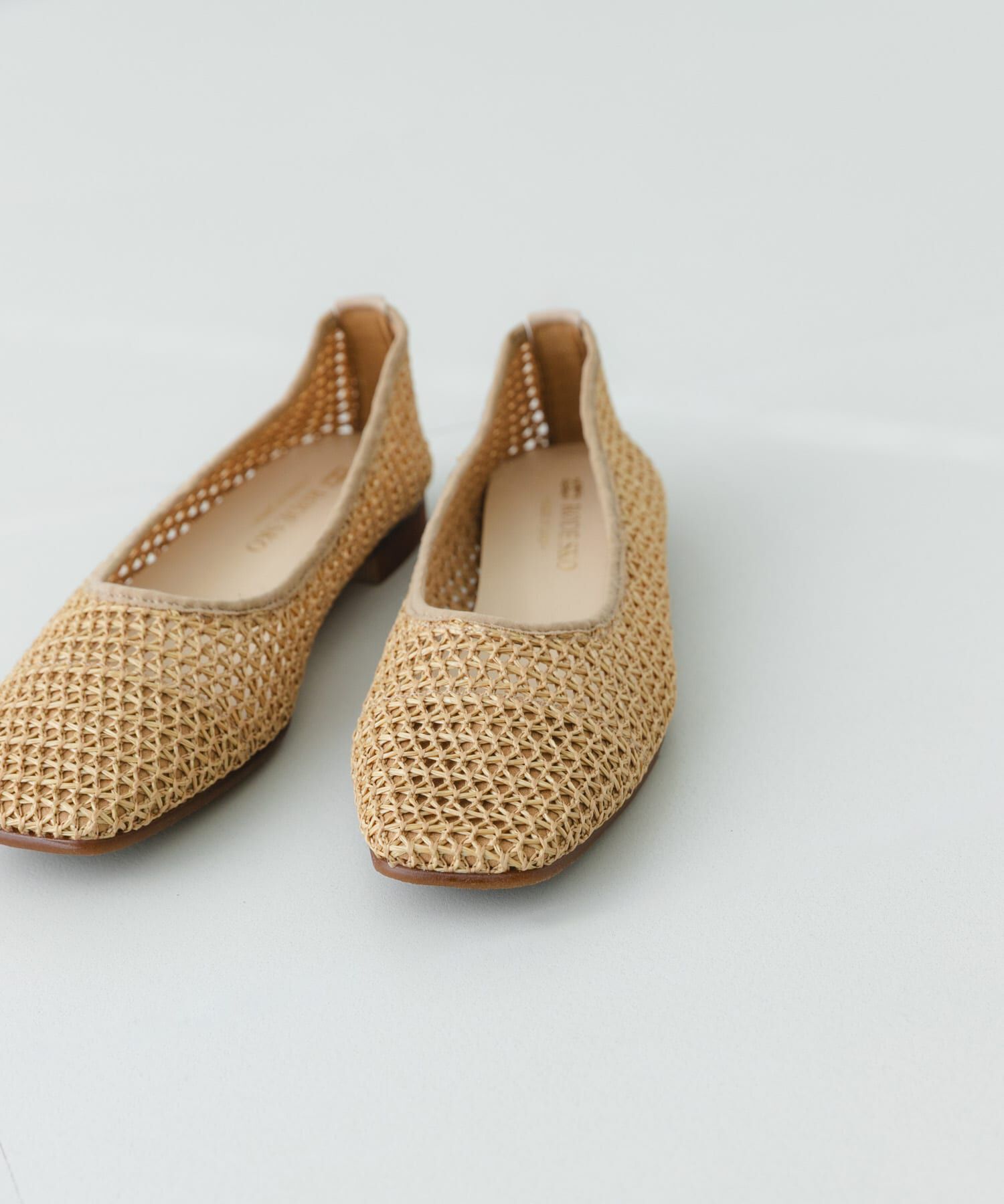 RODE SKO「『MADE IN JAPAN』 スクエアメッシュフラットシューズ」|バレエシューズ|ベージュ