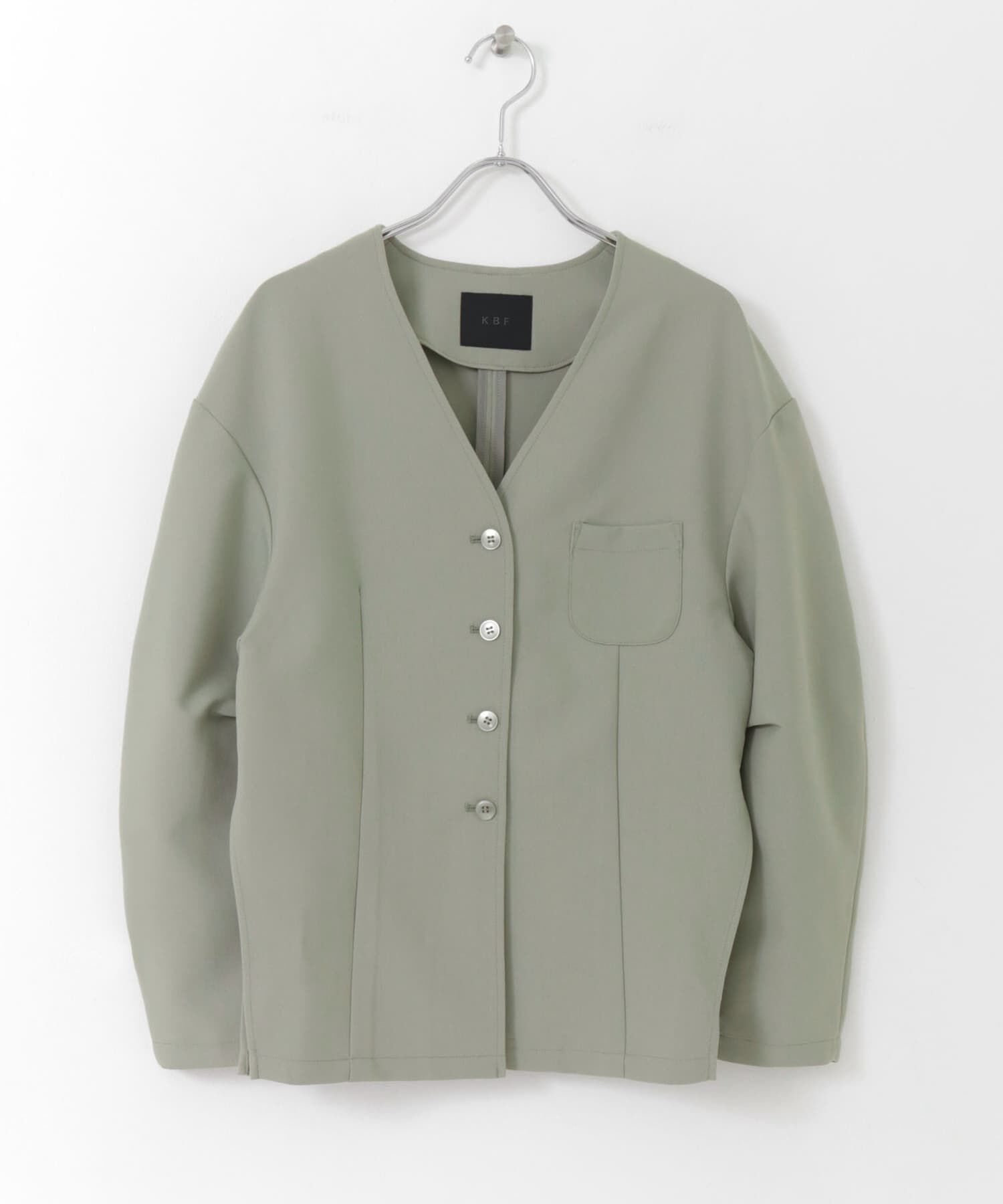  「ウエストシェイプジャケット」|ノーカラーコート|