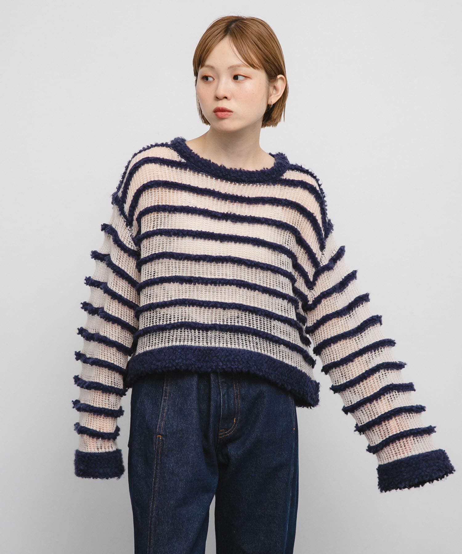  「シアーボーダーニット」|ニット・セーター|