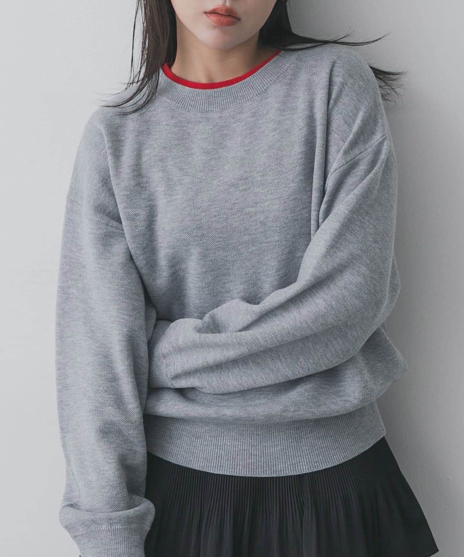 SENSE OF PLACE by URBAN RESEARCH「『洗濯可』バイカラーレイヤードセーター」|ニット・セーター|グレー