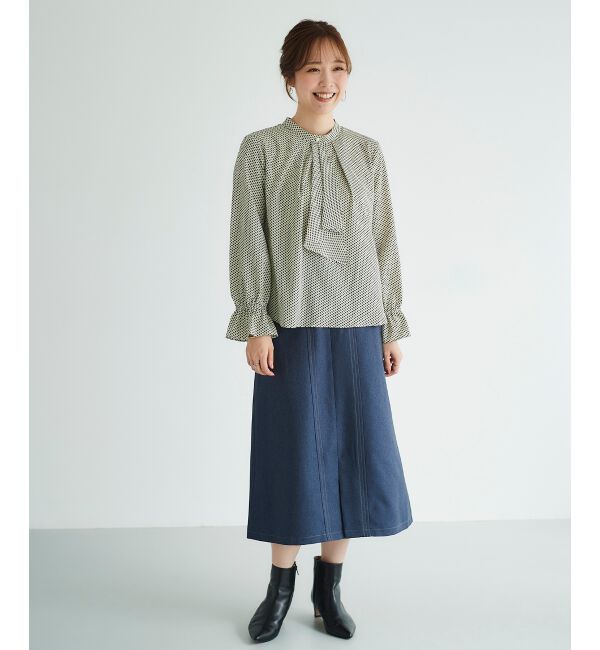 le.coeur blanc「《手洗い可能》キカプリントスカーフタイブラウス」|シャツ・ブラウス|