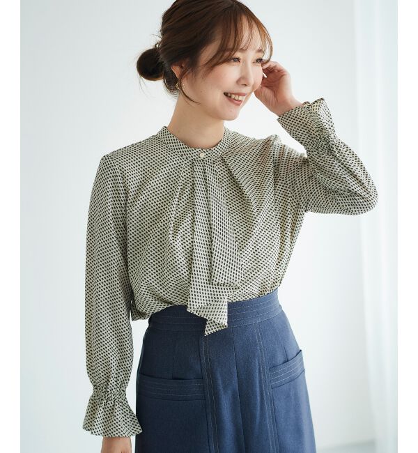 le.coeur blanc「《手洗い可能》キカプリントスカーフタイブラウス」|シャツ・ブラウス|