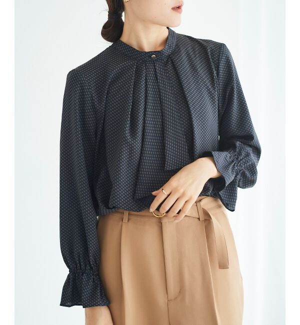le.coeur blanc「《手洗い可能》キカプリントスカーフタイブラウス」|シャツ・ブラウス|