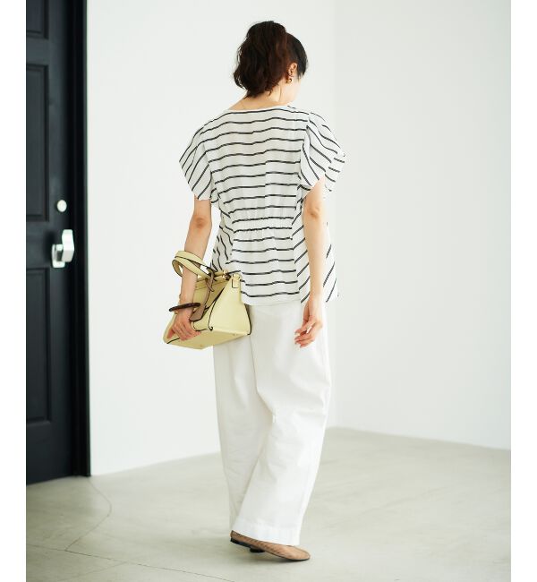  「《着映えアイテム！》ドビーボーダータックショルダーブラウス」|シャツ・ブラウス|