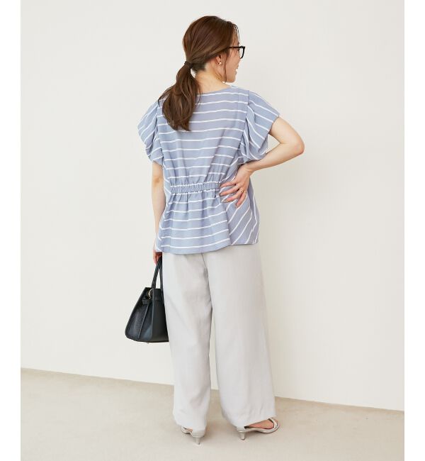  「《着映えアイテム！》ドビーボーダータックショルダーブラウス」|シャツ・ブラウス|