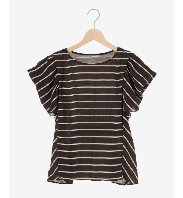  「《着映えアイテム！》ドビーボーダータックショルダーブラウス」|シャツ・ブラウス|