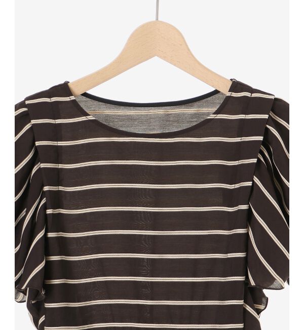  「《着映えアイテム！》ドビーボーダータックショルダーブラウス」|シャツ・ブラウス|