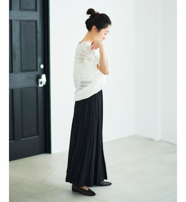  「透かし編みリボンVネックフレンチ」|ニット・セーター|