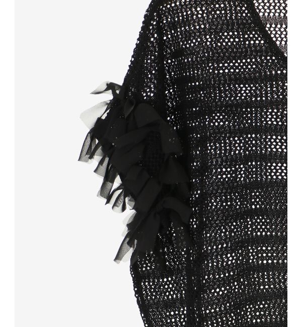  「透かし編みリボンVネックフレンチ」|ニット・セーター|