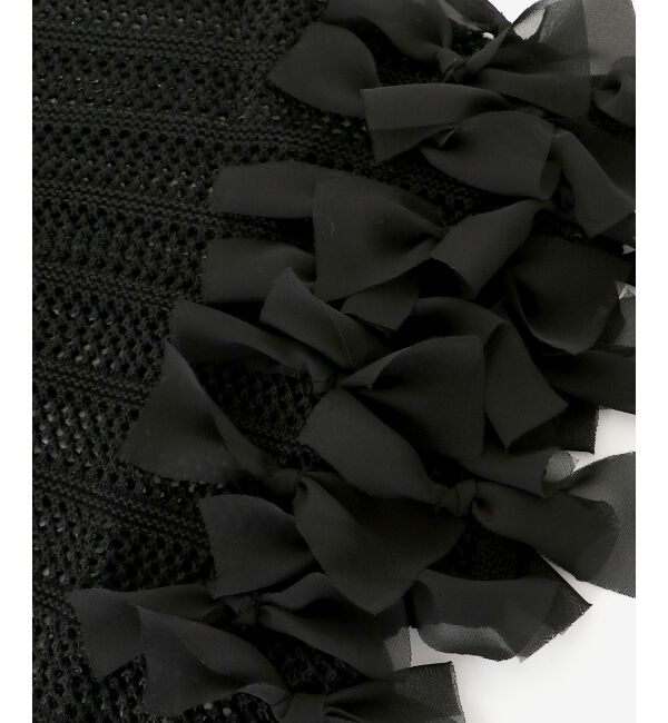  「透かし編みリボンVネックフレンチ」|ニット・セーター|