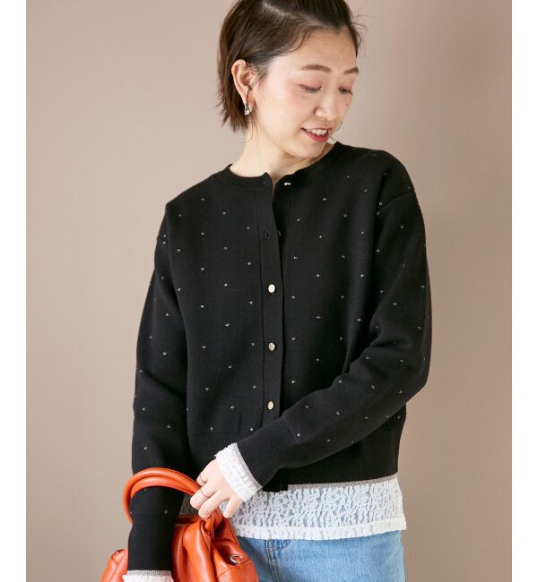  「《手洗い可能》ラメドットジャガードカーディガン」|カーディガン|